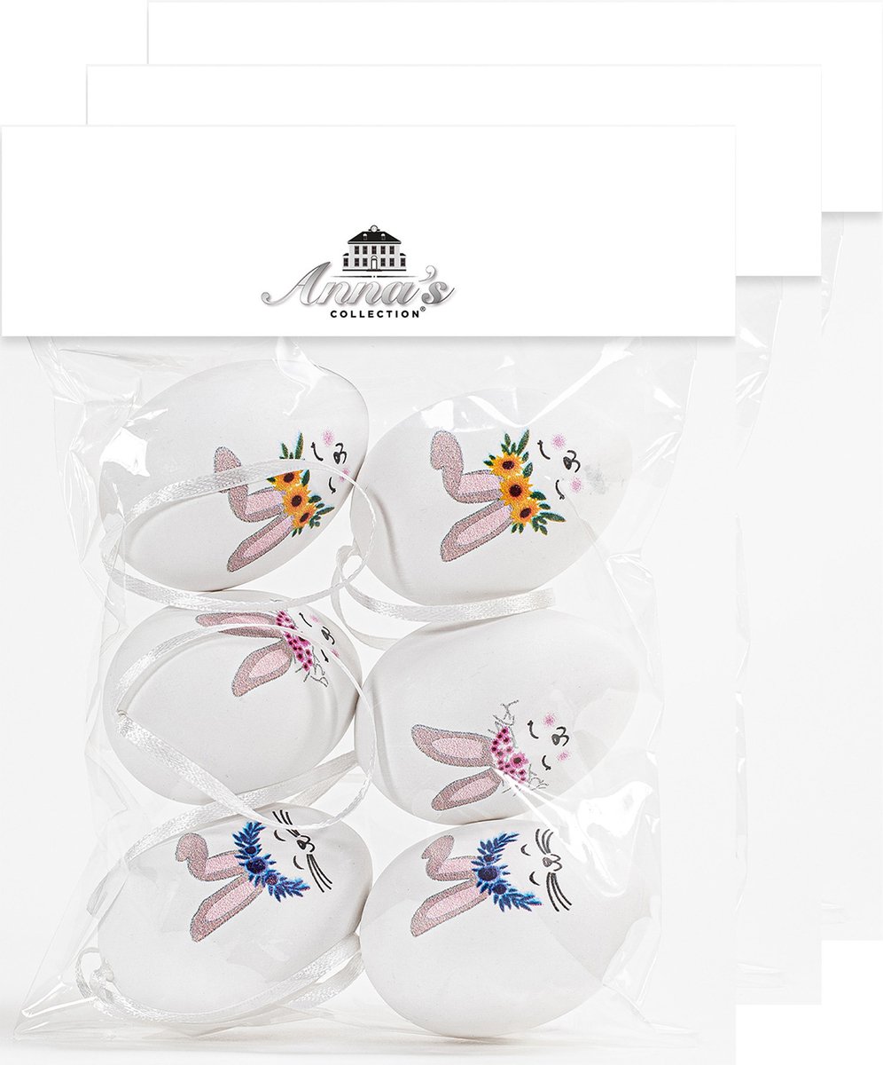 Annas Collection Paaseieren met haasjes - 24x - kunststof - 6 cm - paasdecoratie